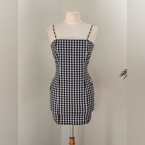 Black and white checkered mini dress